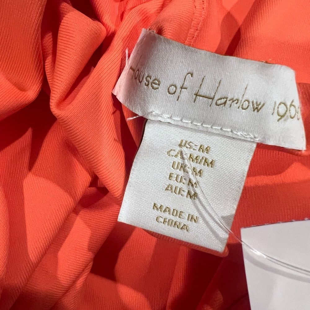 Revolve House Of Harlowe 1960 Orange Coral V Neck Plunge Short Sleeve Bodysuit - Picture 8 of 9